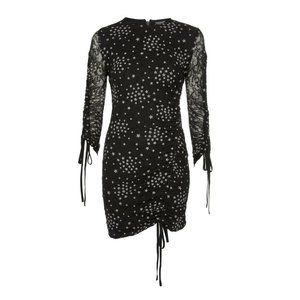 Topshop Womens Star Ruched Lace Dress